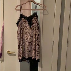 Spaghetti strap crushed velvet party dress.